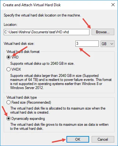 Tạo VHD (Virtual Hard Disk) trong Windows