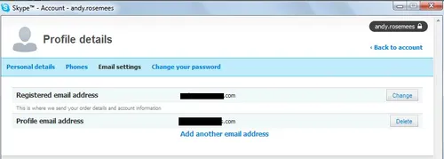 Thay đổi địa chỉ Email liên kết với tài khoản Skype