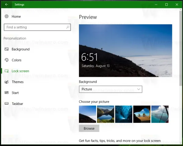 Thay đổi hình nền trên màn hình khóa trong Windows 10
