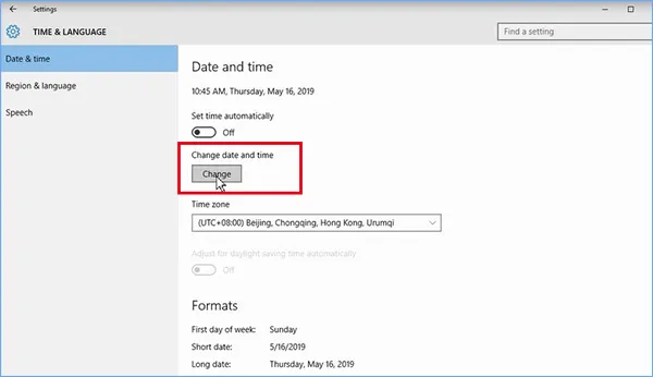 Thay đổi Ngày và Thời gian trên Windows 10 nhanh