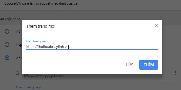 Thay đổi Trang chủ và Trang khởi động trong Google Chrome