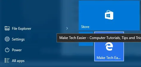 Thêm liên kết Website vào Start Menu trong Windows 10