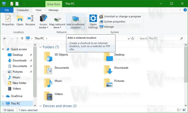 Thêm Network Location đến This PC trong Windows 10