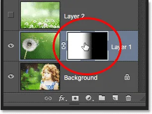 Nhấp vào hình thu nhỏ mặt nạ lớp trong khi giữ Alt (Win) / Option (Mac).  Hình ảnh © 2015 Steve Patterson, Photoshop Essentials.com
