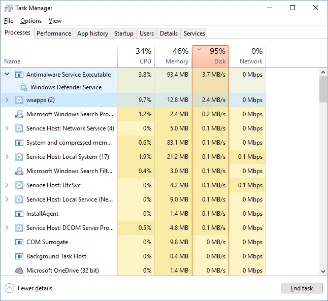 Wsappx trong Task Manager là gì và tại sao nó chiếm CPU cao