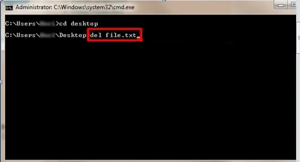 Xóa tập tin bằng cách sử dụng Command Prompt và Command Line