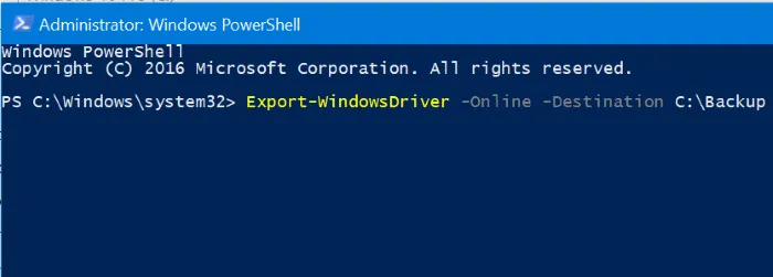 Xuất và Sao lưu Drivers trong Windows 10 bằng PowerShell